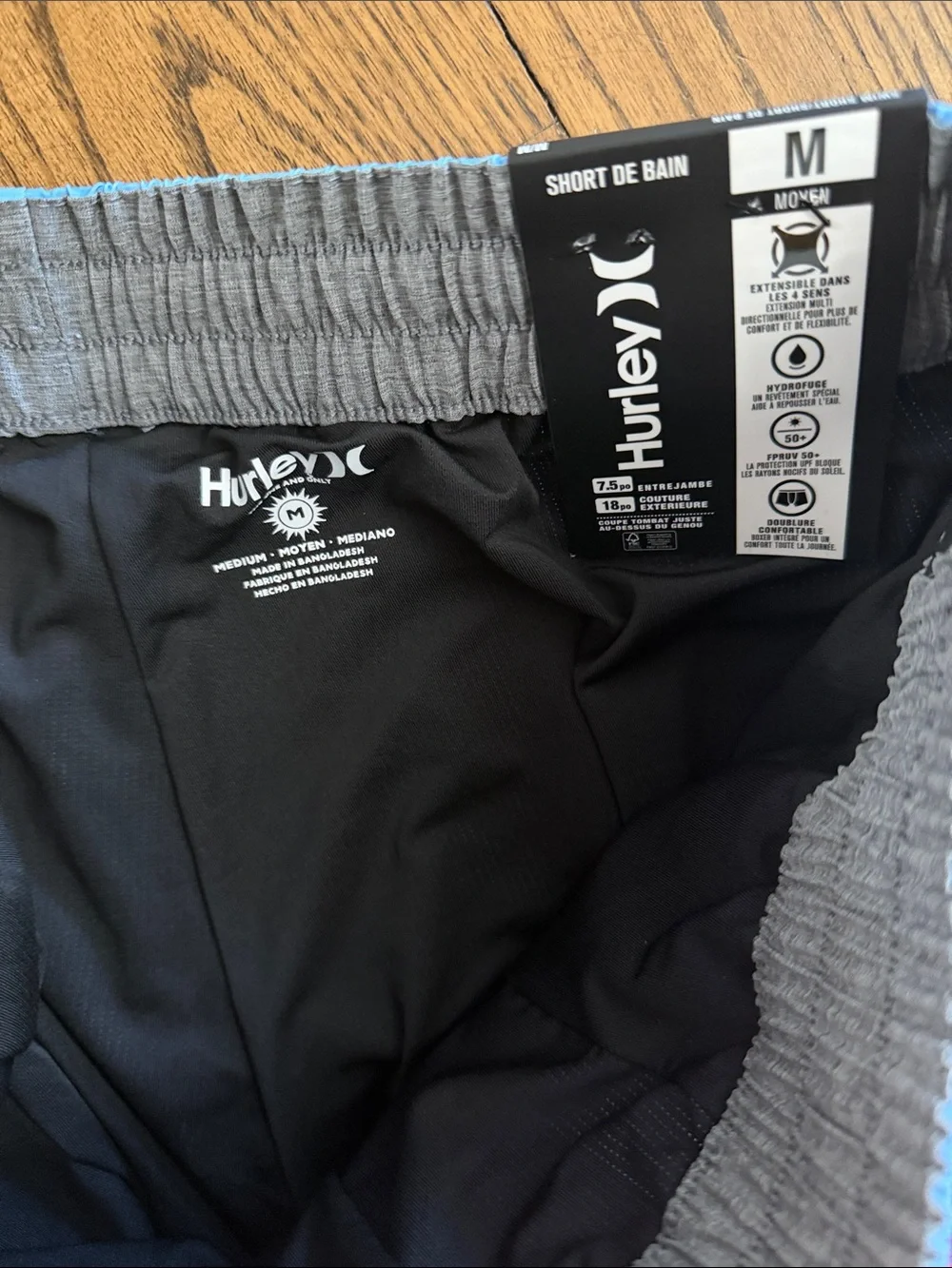 Hurley Men’s Blue, Red & Gray Colorblock Swim Shorts Medium